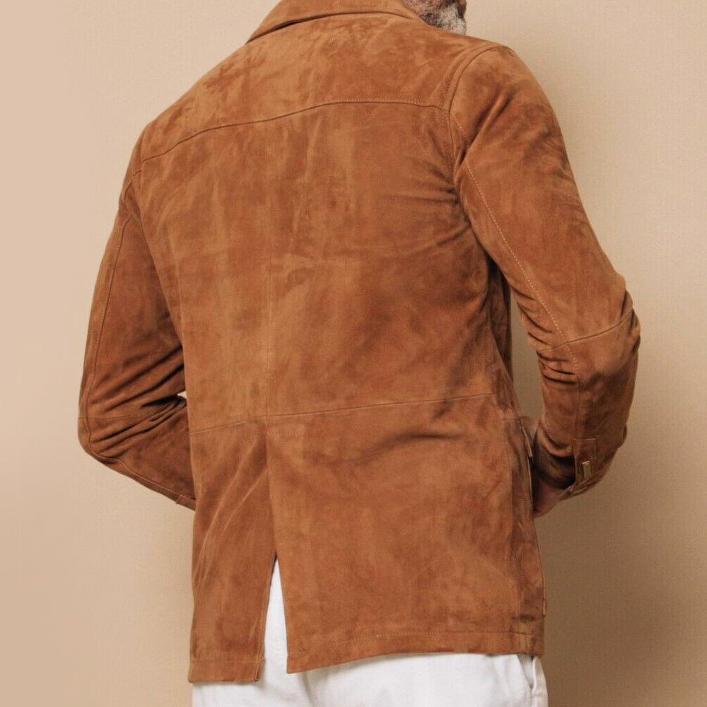 Men’s Jacket – Classic Fit – Button-Down Front – Flap Pockets – Luxury Fabric