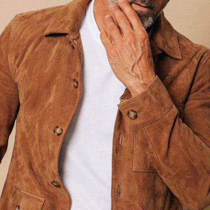 Men’s Jacket – Classic Fit – Button-Down Front – Flap Pockets – Luxury Fabric
