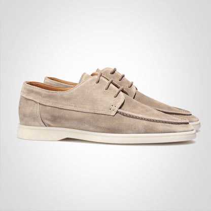 Men’s Suede Shoes – Low-Top Moc Toe – Lace-Up – Casual Structured Fit