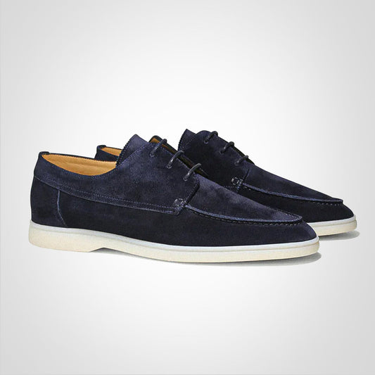 Men’s Suede Shoes – Low-Top Moc Toe – Lace-Up – Casual Structured Fit