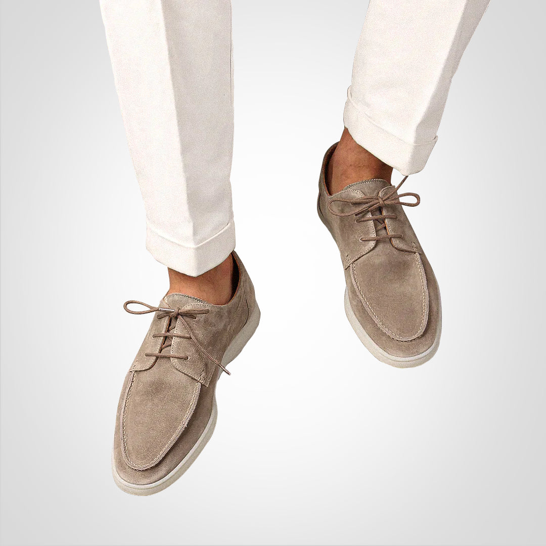 Men’s Suede Shoes – Low-Top Moc Toe – Lace-Up – Casual Structured Fit