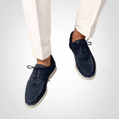 Men’s Suede Shoes – Low-Top Moc Toe – Lace-Up – Casual Structured Fit