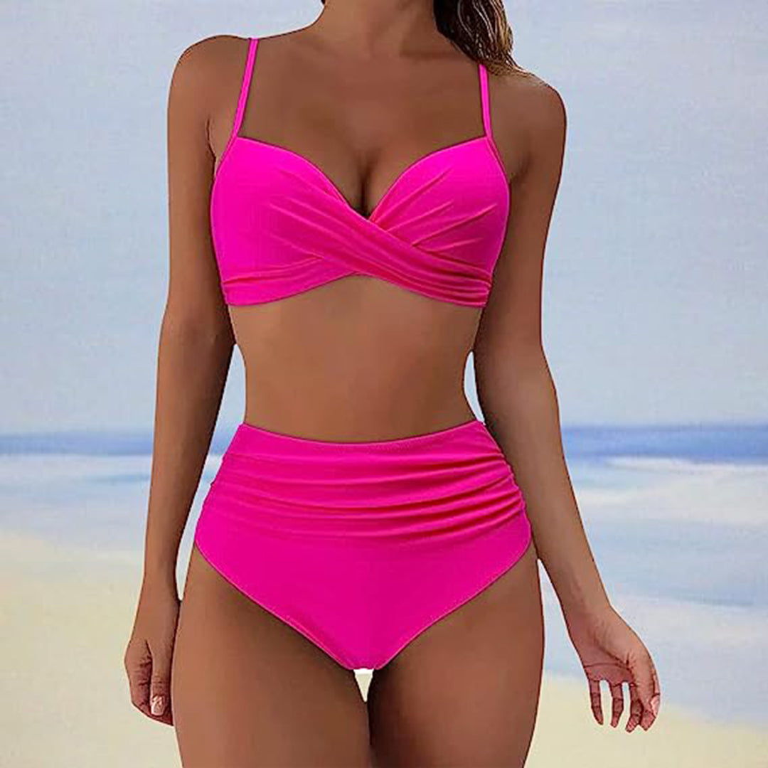 Women’s Bikini – High Waist – Cross Front – Padded Cups – Adjustable Straps – Breathable Blend