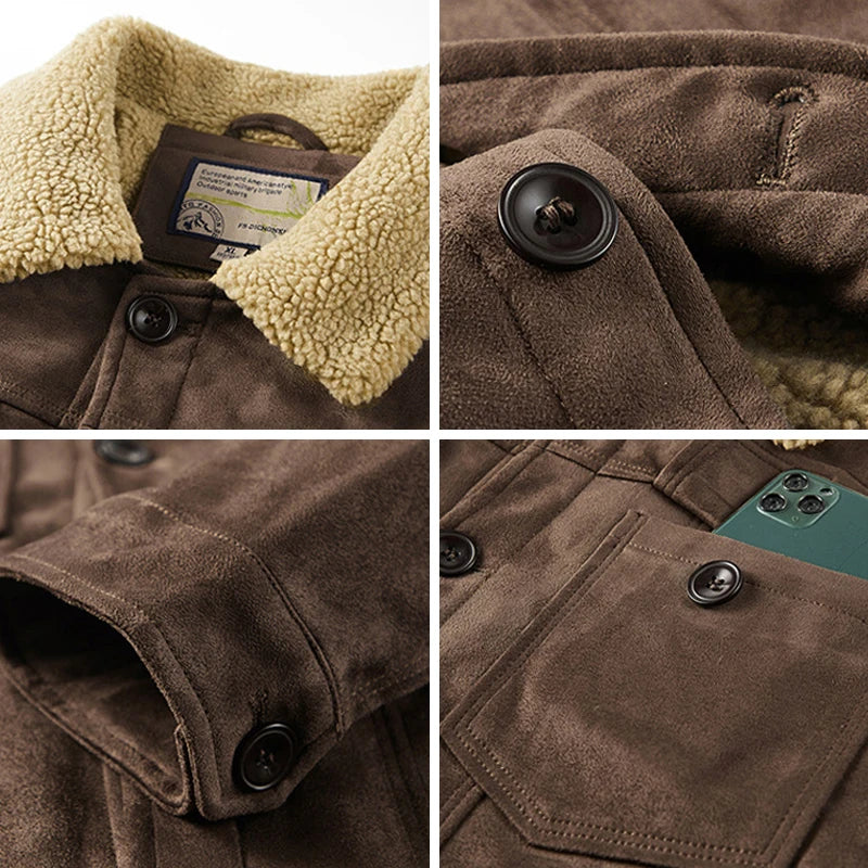 Harry Sherpa Jacket | Button Front Collared Hip-Length Sherpa Jacket