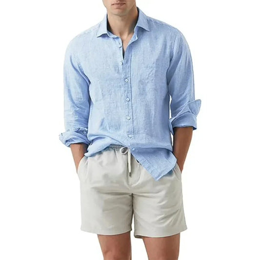 Men’s Button-Down Shirt – Relaxed Fit – Long Sleeve – Breathable Natural Fibers