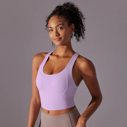 Women’s Sports Bra – Snug Fit – Racerback – Scoop Neck – Breathable Stretch Fabric