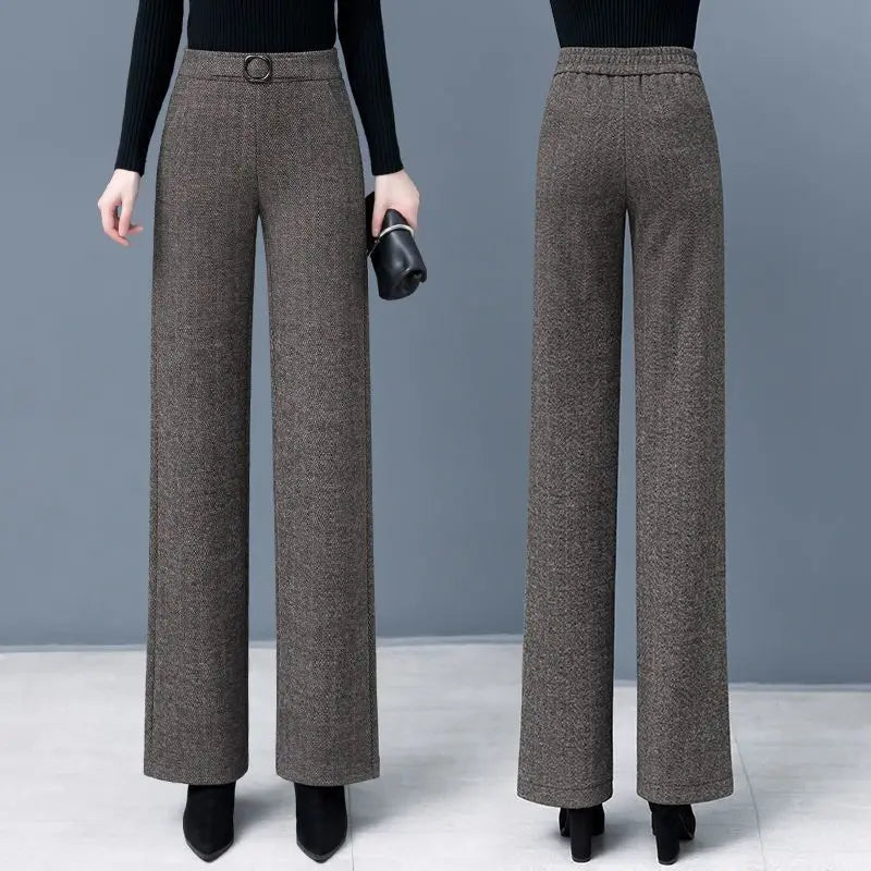 Sienna High-Waisted Wide-Leg Trousers | Buckle Detail Tailored Trousers