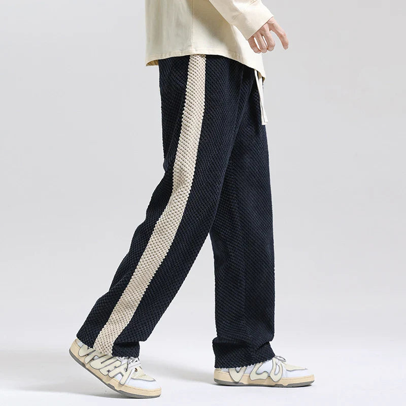 Theodore Relaxed Trousers | Ribbed Side Stripe Drawstring Trousers