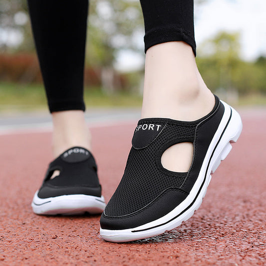 Women’s Slip-On Shoes – Breathable Mesh – Ergonomic Sole – Cut-Out Detail – Casual Fit