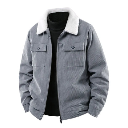 Oscar Ribbed Textured Collar Relaxed Fit Bomber Jacket | Collared Hip-Length Bomber Jacket