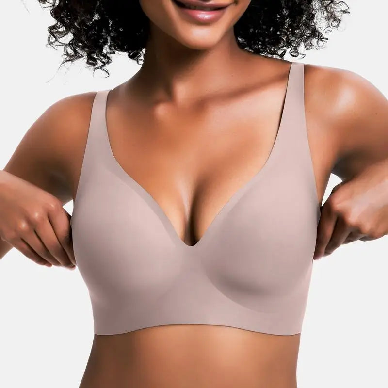 Olivia Form-Fitting Push-Up Bra | Plunge Neckline Wide Straps Bra