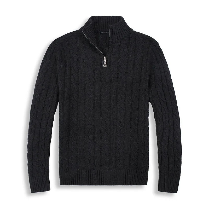 Men’s Sweater – Cotton Blend – Regular Fit – Half Zip – Cable Knit – Ribbed Trim