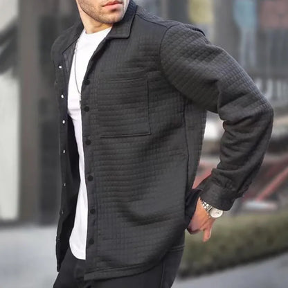 Men’s Shirt Jacket – Quilted Texture – Relaxed Fit – Button Front Outer Layer