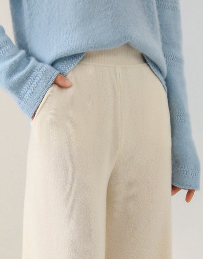 Isabella Relaxed Fit Wide-Leg Pants | Elastic Waist Pockets Pants