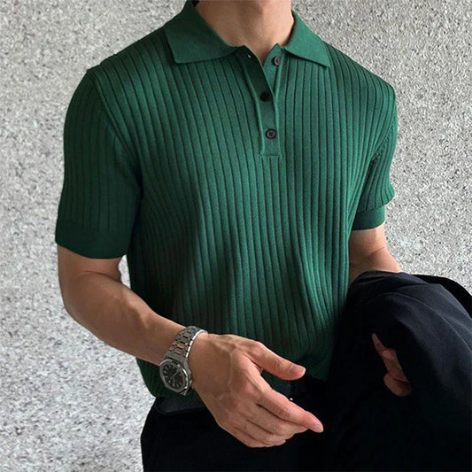 Men’s Polo Shirt – Slim Fit – Soft Ribbed Knit – Short Sleeve Smart Casual Style
