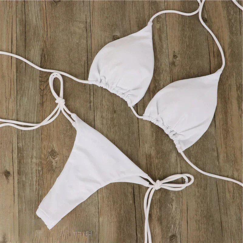 Women’s Bikini Set – Triangle Top – Adjustable Straps – Low Rise Minimal Coverage