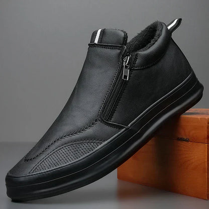 Men’s Mid Top Sneakers – Sleek Fit – Side Zip – Cushioned Lining – Casual Style