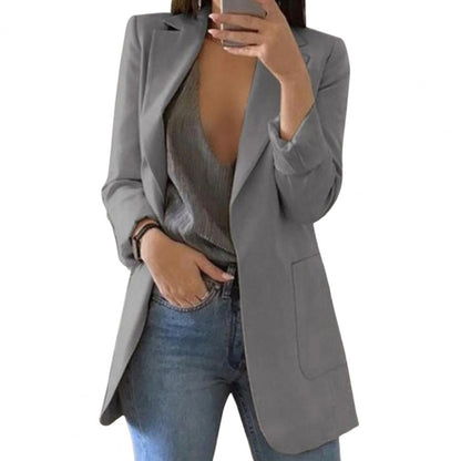 Women’s Blazer – Tailored Fit – Smooth Woven Fabric – Single-Breasted – Hip Length