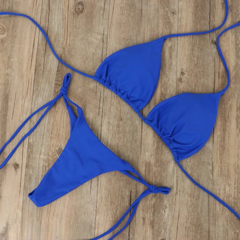 Women’s Bikini Set – Triangle Top – Adjustable Straps – Low Rise Minimal Coverage
