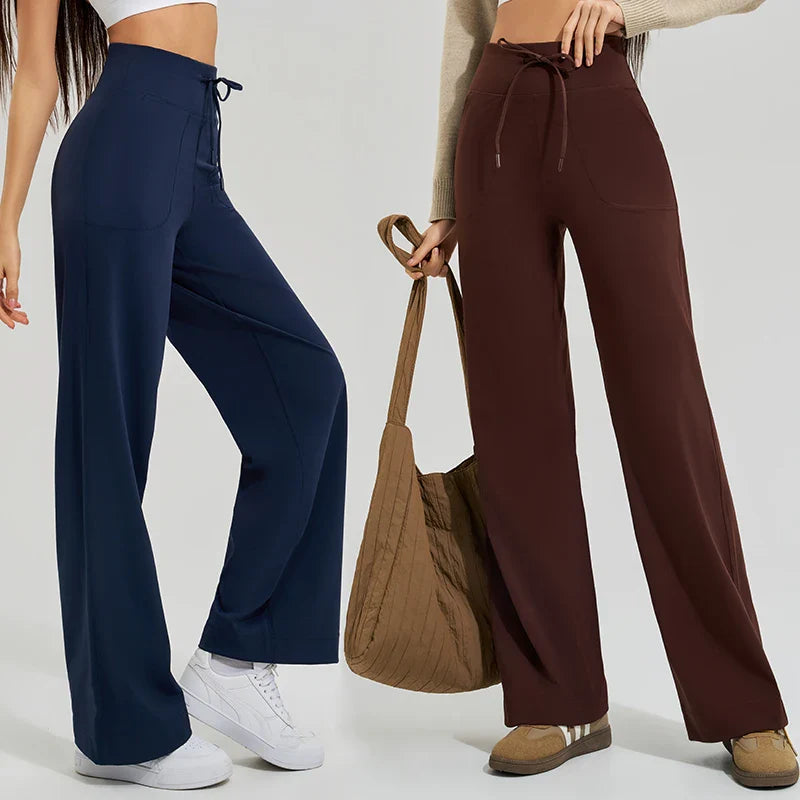 Isla High Rise Wide Leg Wide Leg Pants | Drawstring Waist Side Pockets Pants