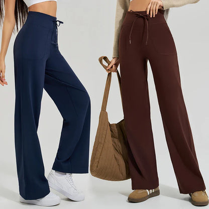 Isla High Rise Wide Leg Wide Leg Pants | Drawstring Waist Side Pockets Pants