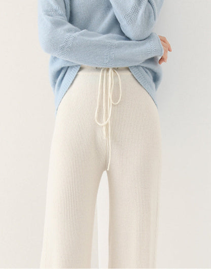 Isla Wide Leg Lounge Pants | Ribbed Drawstring Lounge Pants