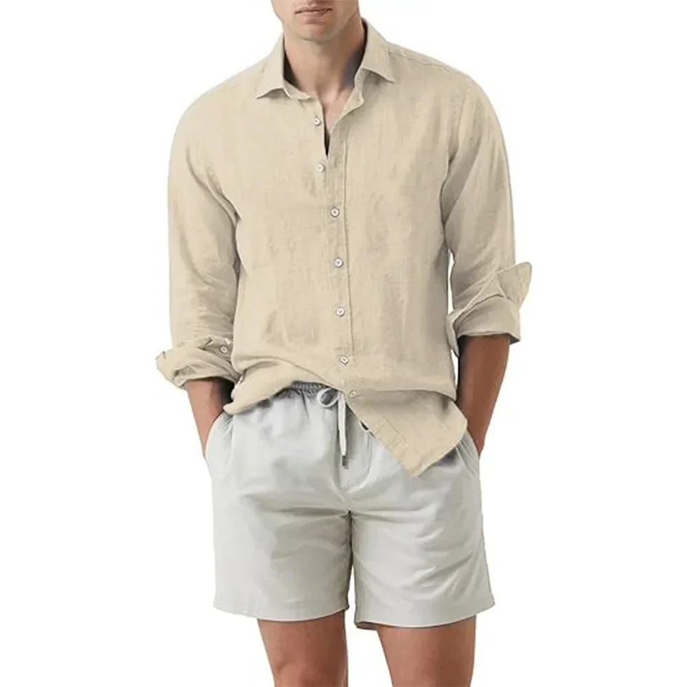 Men’s Button-Down Shirt – Relaxed Fit – Long Sleeve – Breathable Natural Fibers