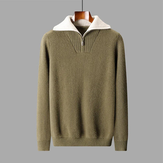 Oliver Relaxed Fit Half-Zip Sweater | Collared Contrast Collar Sweater