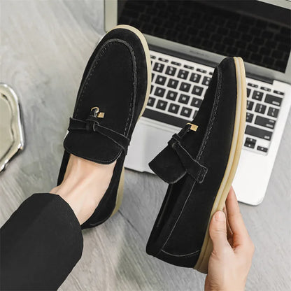Men’s Loafers – Suede Slip-On – Slim Fit – Tassel Accent – Rubber Sole – Smart Casual