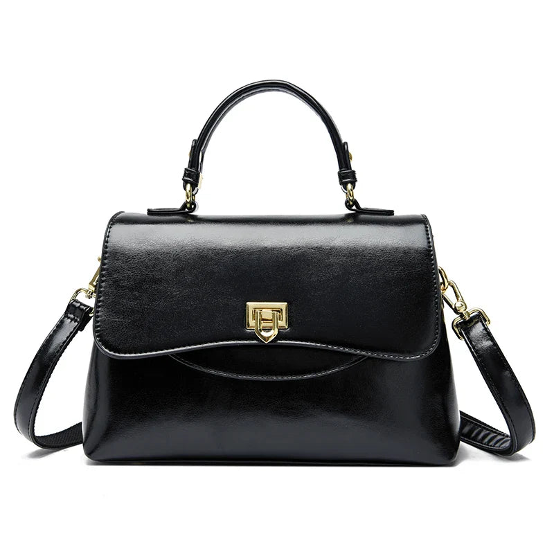 Isabella Structured Satchel Bag | Top Handle Flap Closure Satchel Bag