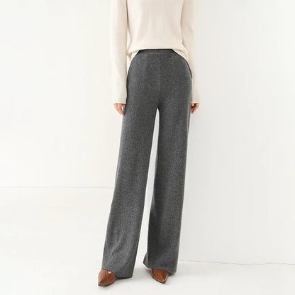Isabella Relaxed Fit Wide-Leg Pants | Elastic Waist Pockets Pants