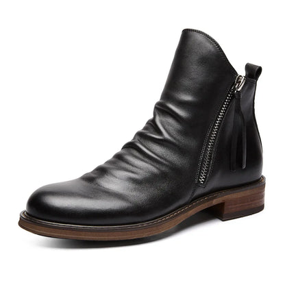 Theodore Regular Fit Chelsea Boots | Burnished Finish Ruched Shaft Chelsea Boots