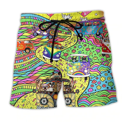 Men’s Swim Shorts – Regular Fit – Quick Dry – Adjustable Waist – Boho Print