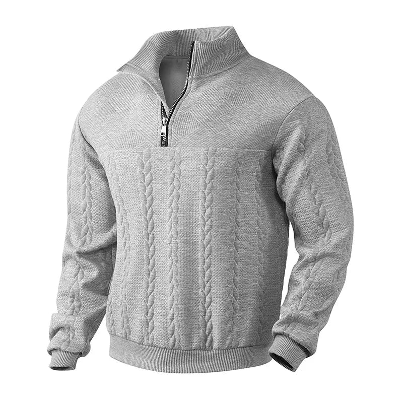 Oliver Relaxed Fit Quarter-Zip Sweater | Cable Knit Geometric Quarter-Zip Sweater