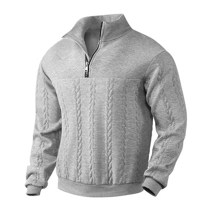 Oliver Relaxed Fit Quarter-Zip Sweater | Cable Knit Geometric Quarter-Zip Sweater