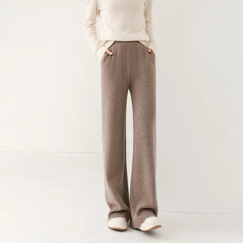 Isabella Relaxed Fit Wide-Leg Pants | Elastic Waist Pockets Pants