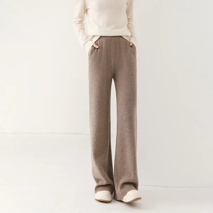 Isabella Relaxed Fit Wide-Leg Pants | Elastic Waist Pockets Pants