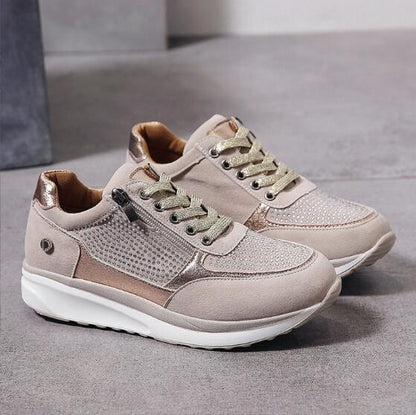 Women’s Sneakers – Breathable Mesh – Side Zipper – Orthotic Support – Casual Fit