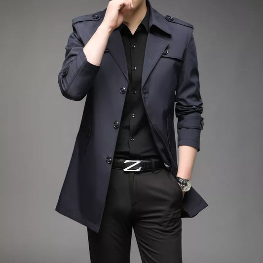 Men’s Trench Coat – Tailored Fit – Double Breasted – Structured Lapels – Smart Casual