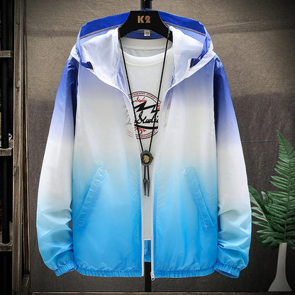Men’s Lightweight Hoodie – Regular Fit – Windproof – Hooded Zip – Gradient Design