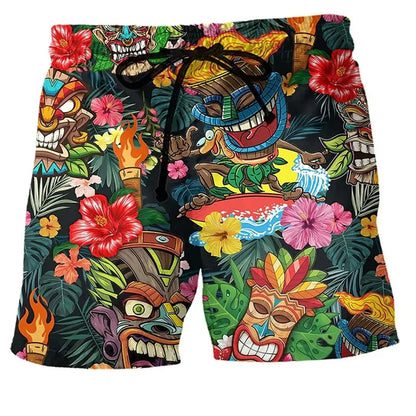 Men’s Swim Shorts – Regular Fit – Quick Dry – Adjustable Waist – Boho Print