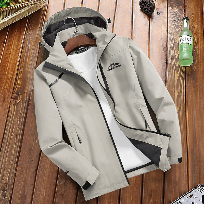 Men’s Rain Jacket – Regular Fit – Waterproof Hooded – Windproof Zip Front – Sealed Seams