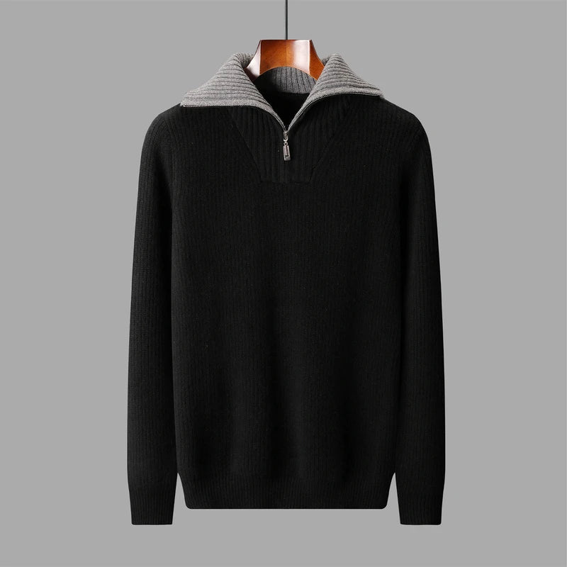 Oliver Relaxed Fit Half-Zip Sweater | Collared Contrast Collar Sweater