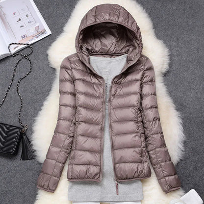 Charlotte Quilted Hooded Down Jacket | Tailored Fit Hip-Length Down Jacket
