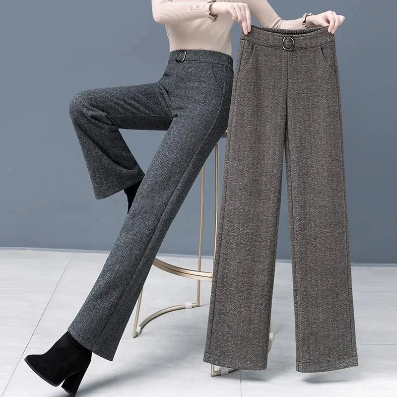 Sienna High-Waisted Wide-Leg Trousers | Buckle Detail Tailored Trousers