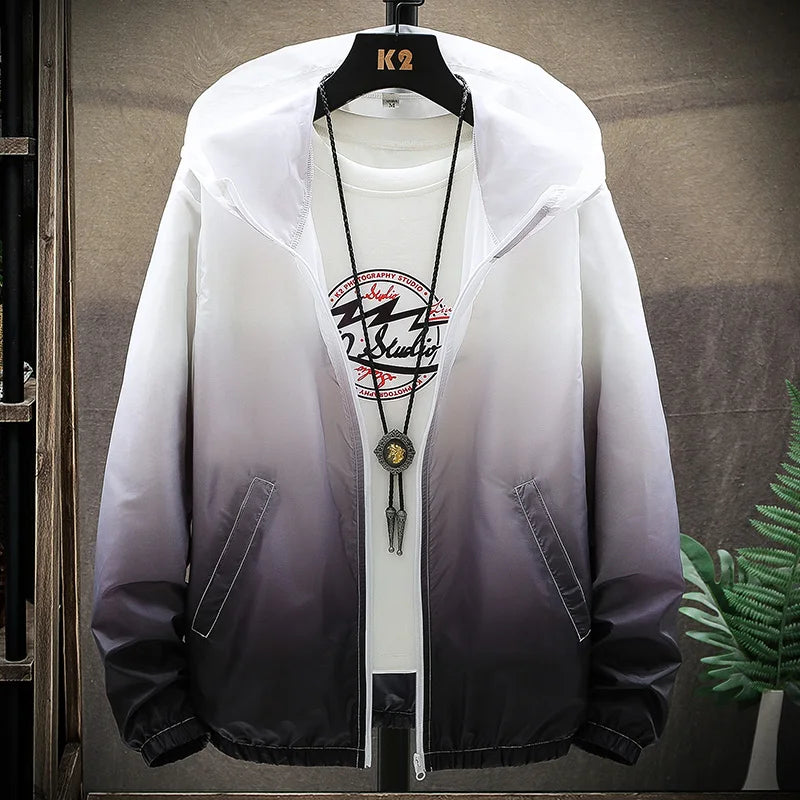 Men’s Lightweight Hoodie – Regular Fit – Windproof – Hooded Zip – Gradient Design