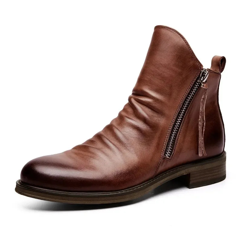 Theodore Regular Fit Chelsea Boots | Burnished Finish Ruched Shaft Chelsea Boots