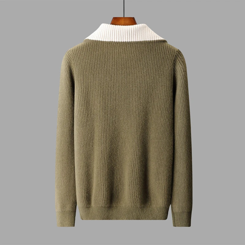Oliver Relaxed Fit Half-Zip Sweater | Collared Contrast Collar Sweater