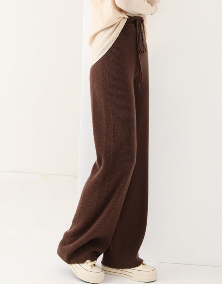 Isla Wide Leg Lounge Pants | Ribbed Drawstring Lounge Pants