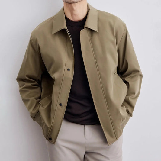 Men’s Jacket – Relaxed Fit – Button Front – Classic Collar – Ribbed Cuffs – Breathable Blend